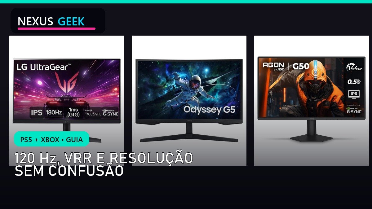 Monitor para PS5 e Xbox: 120 Hz, VRR e resolução sem confusão