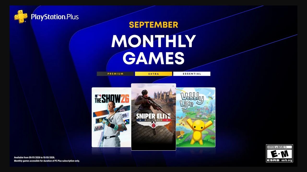 PS Plus de setembro traz Sniper Elite, MLB The Show 26, Wobbly Life e Chained Echoes