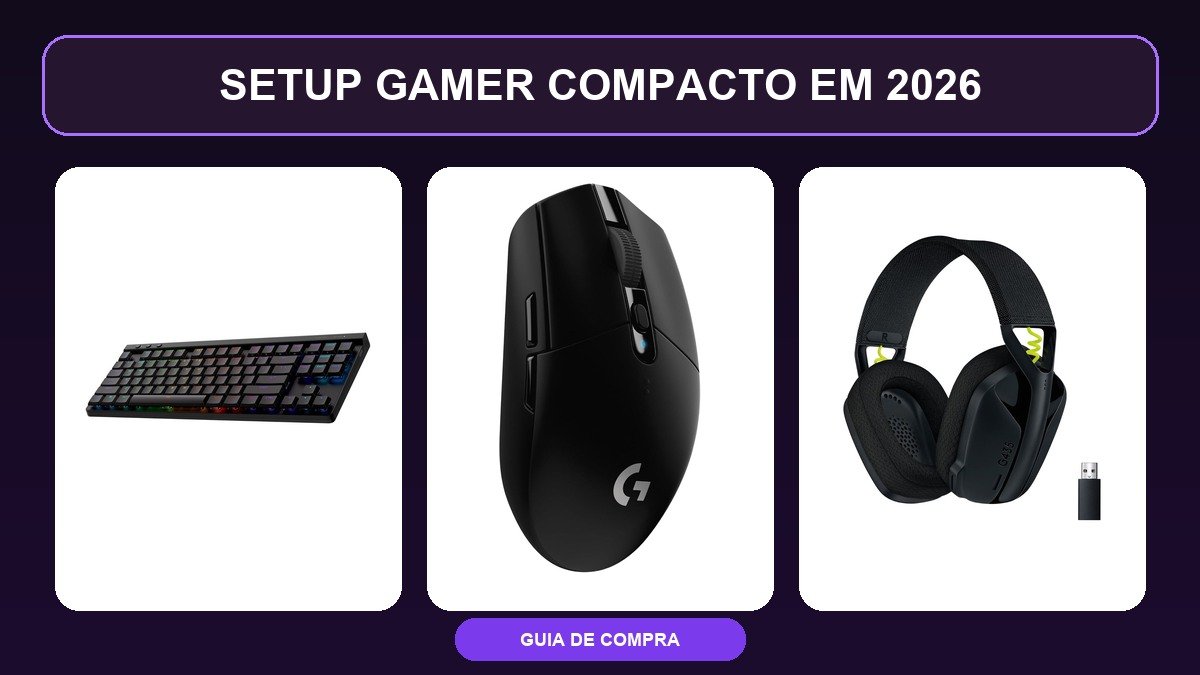 Setup gamer compacto em 2026: teclado, mouse e headset sem excesso de cabos