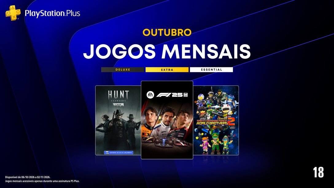 PS Plus de outubro de 2026: F1 25, Hunt e EDF chegam em 6 de outubro